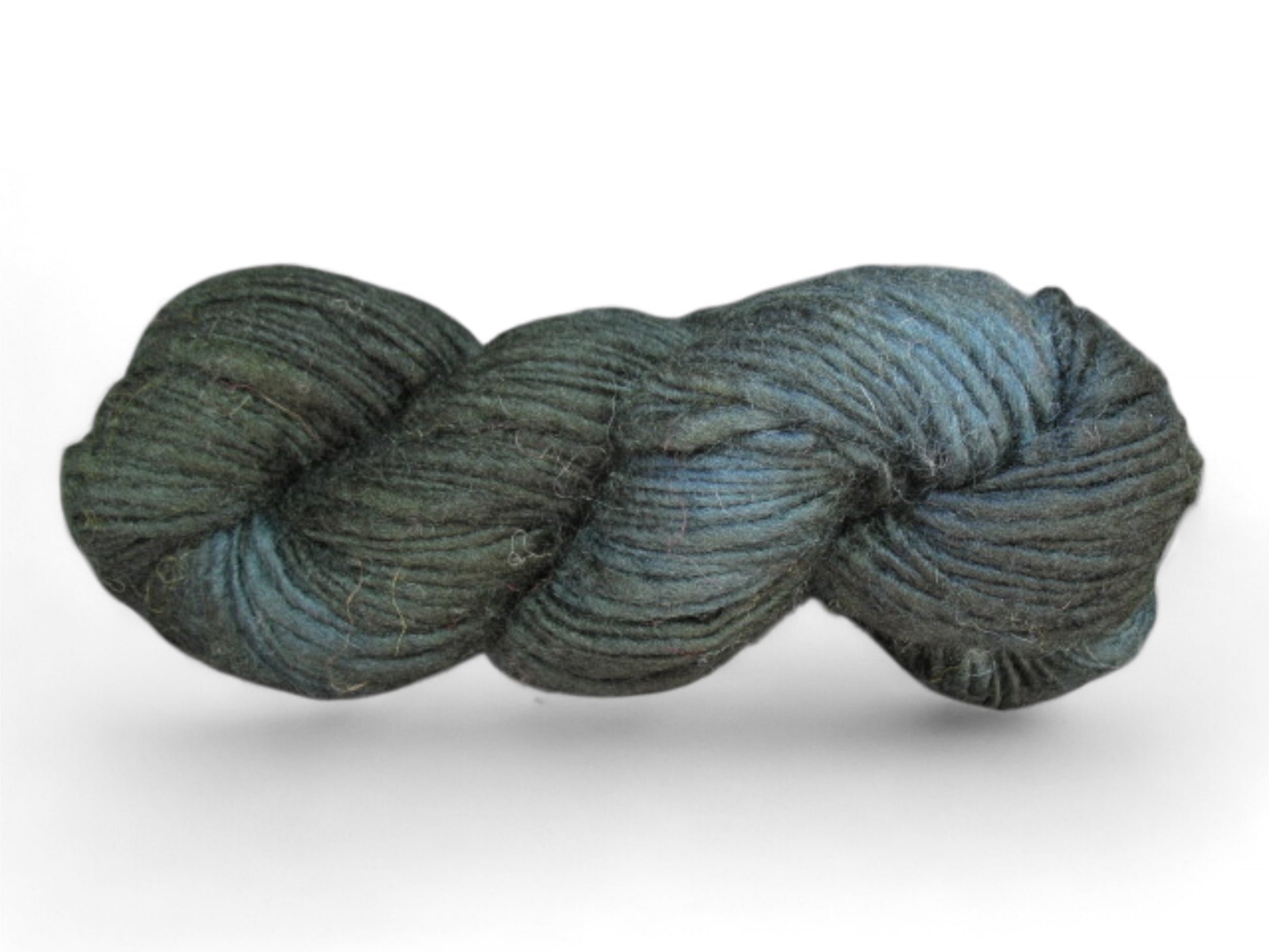 Handspun and hand-dyed merino wool yarn in black, worsted weight, one ply, 3.5 oz skein for knitting and crochet projects.